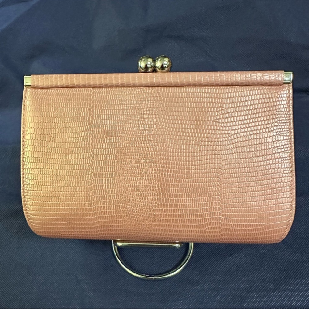 EUC Cole Haan Vintage Lizard Embossed kiss lock clutch bag